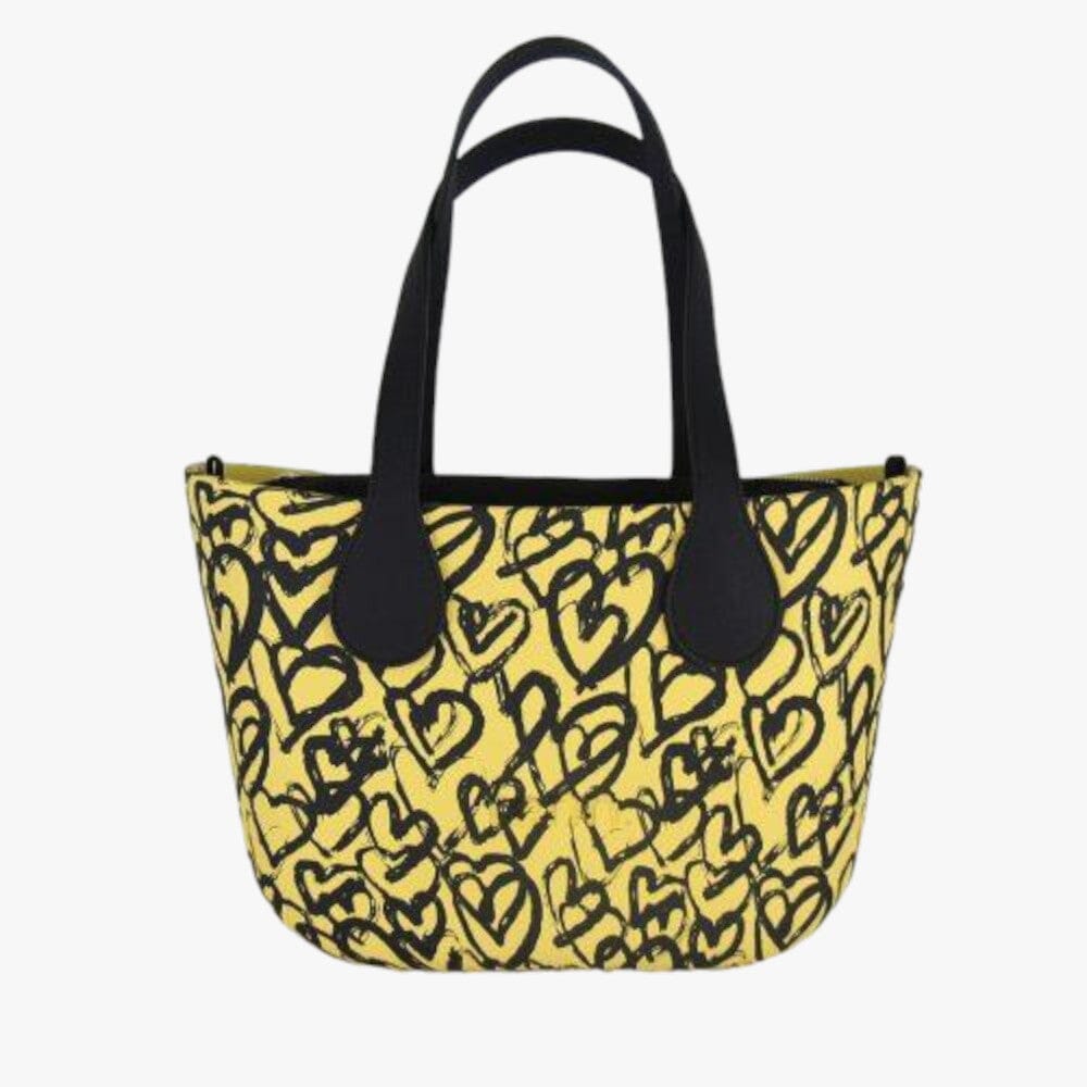 Fenn Petite Yellow Heart Handbag Black Inner Silver Zip Black H2 Handle Fenn