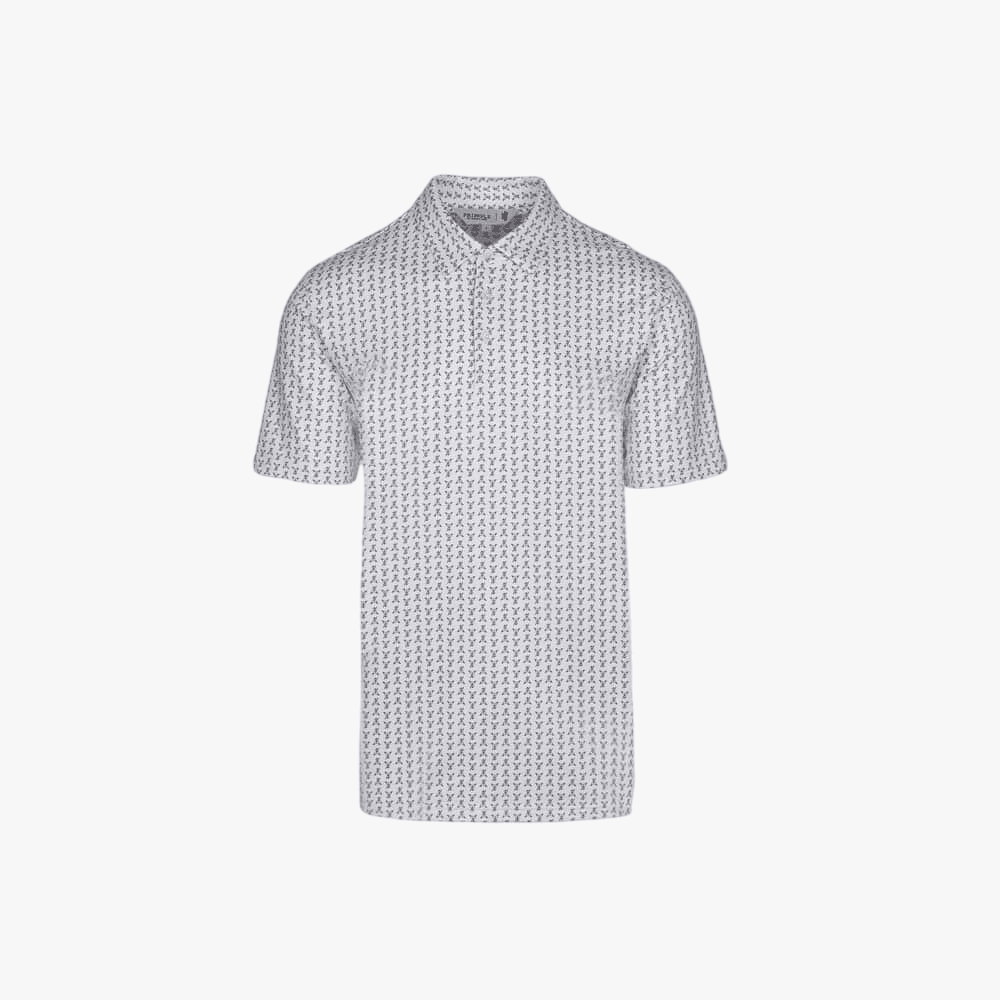 Pringle Mens George Printed Technical Short Sleeve Golfer White | Pringle