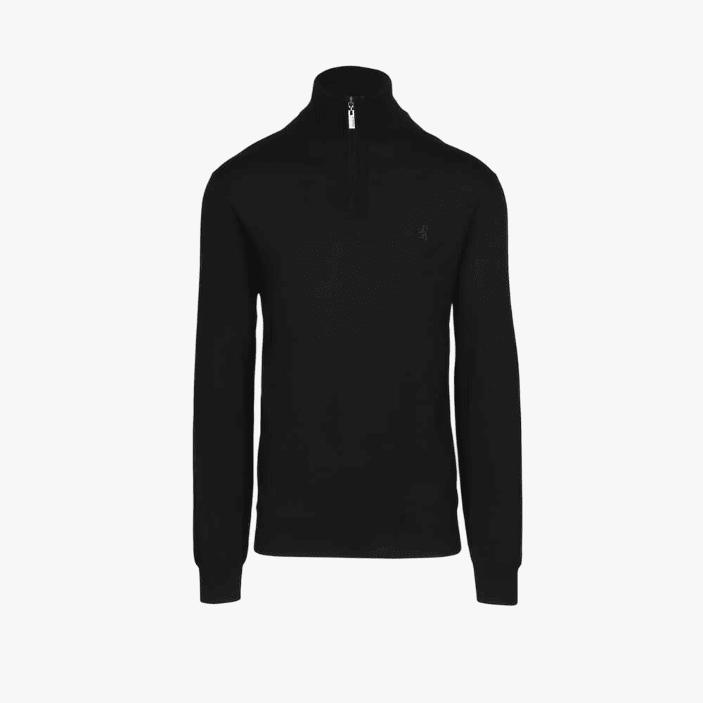 Pringle Mens Ernie 1/4 Zip Merino Wool Sweater Black | Pringle