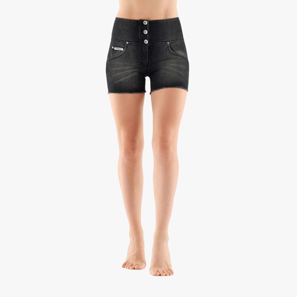 Freddy Wr.Up High Waist Fringed Push Up Black Shuttle Denim Shorts | Freddy