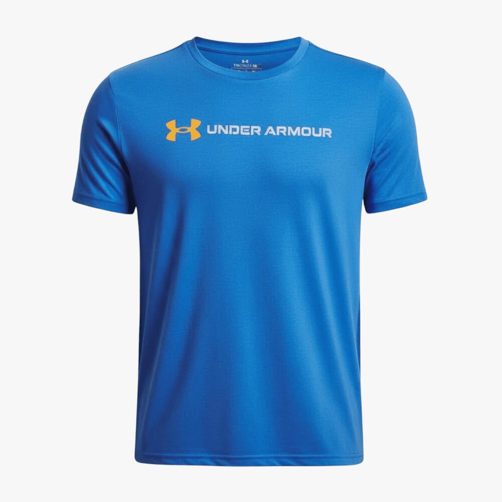 Under Armour Boys Logo Wordmark Short Sleeve Tee 402 Blue | Under Armour