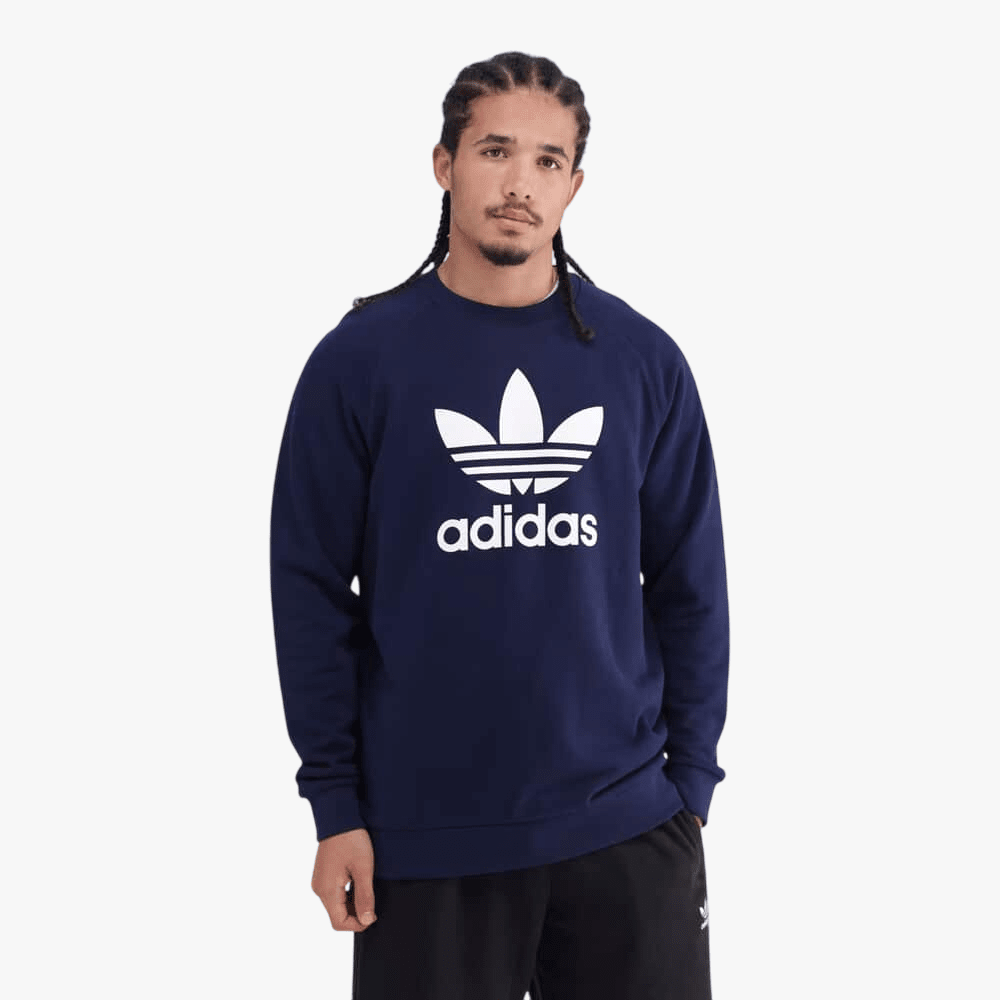 Adidas Mens Trefoil Crew Sweater Indigo – Brands Megastore