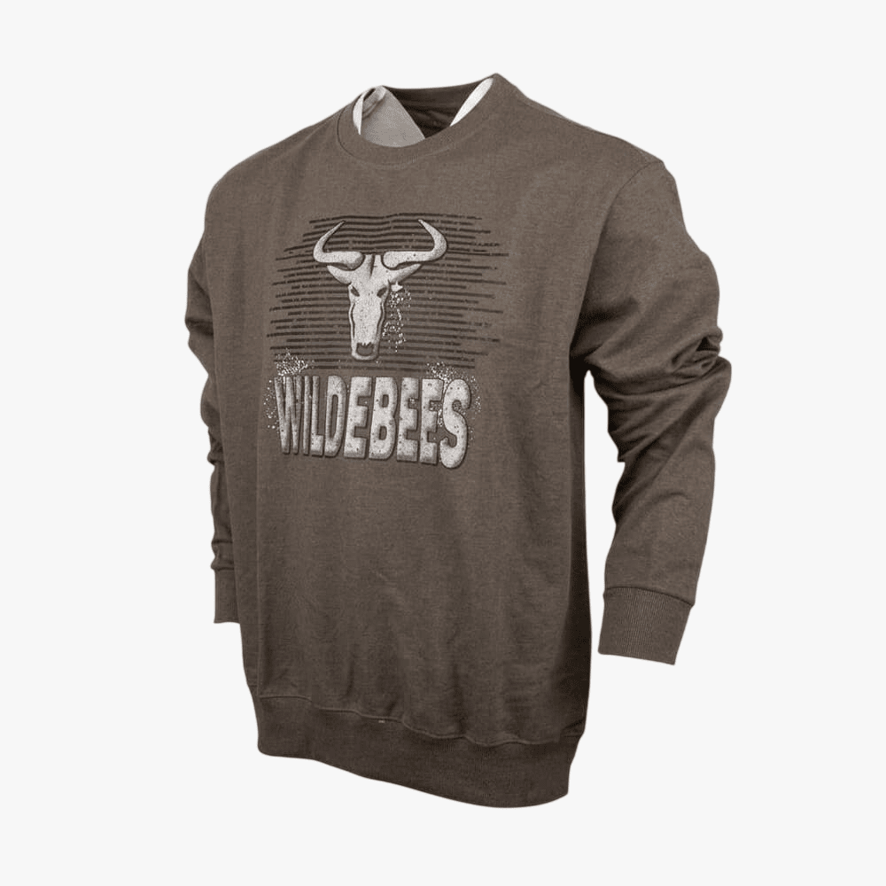 Wildebees Mens Concrete Crew Splatter Crew Sweater Light Olive Mel | Wildebees