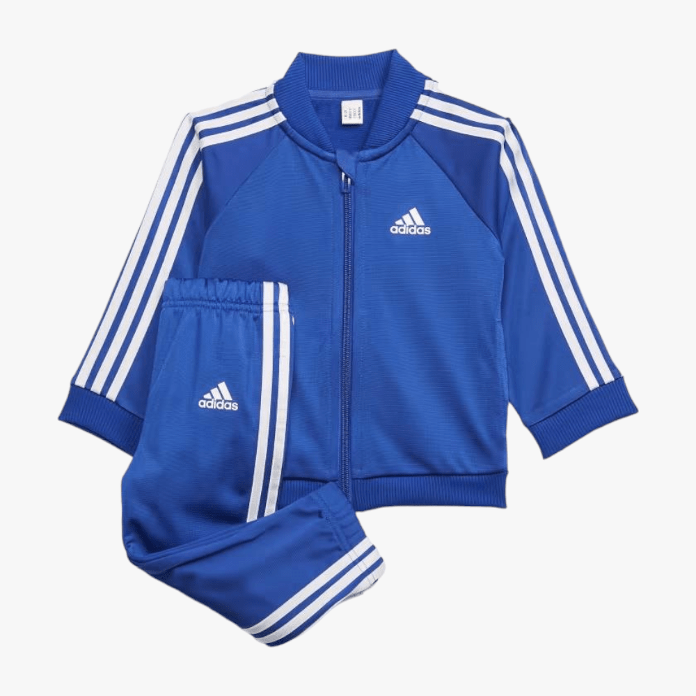 adidas Boys 3 Stripes Tricot Track Suit 2Pc Set Blue | adidas