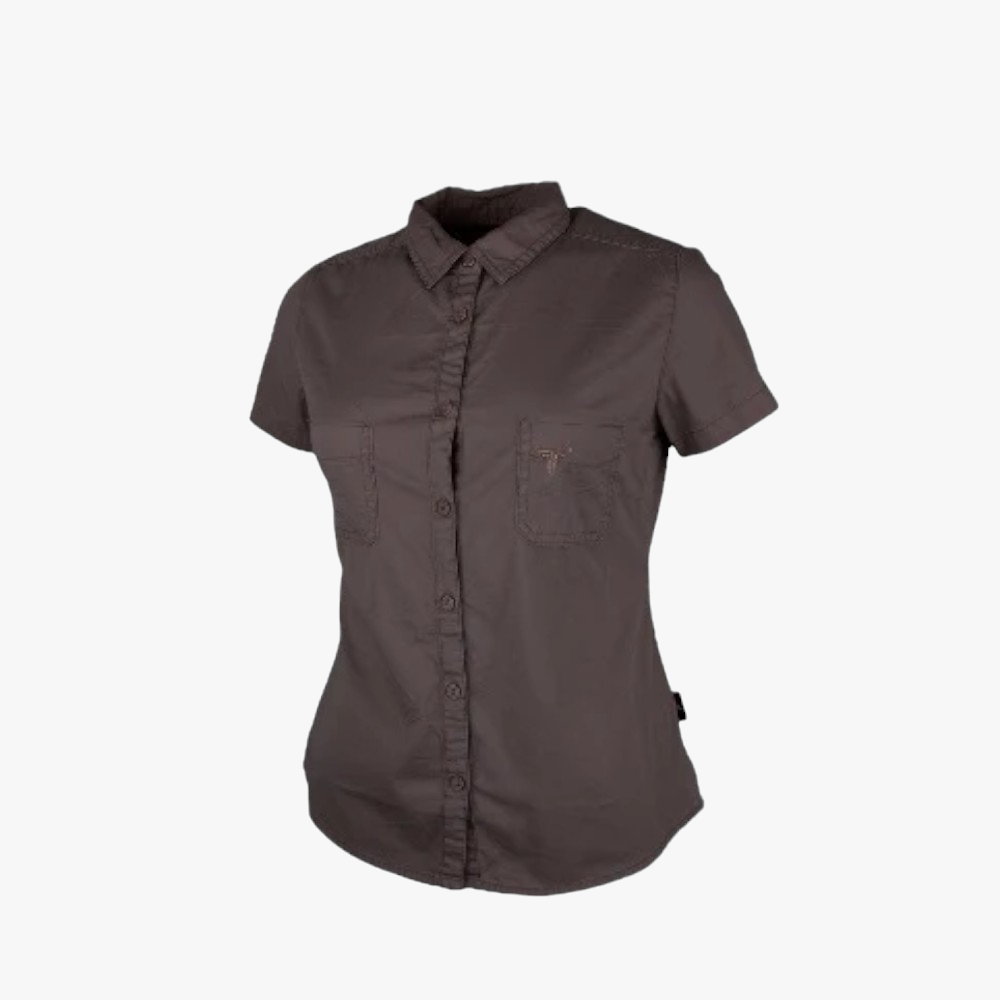 Wildebees Ladies Plain Pocket Blouse Taupe