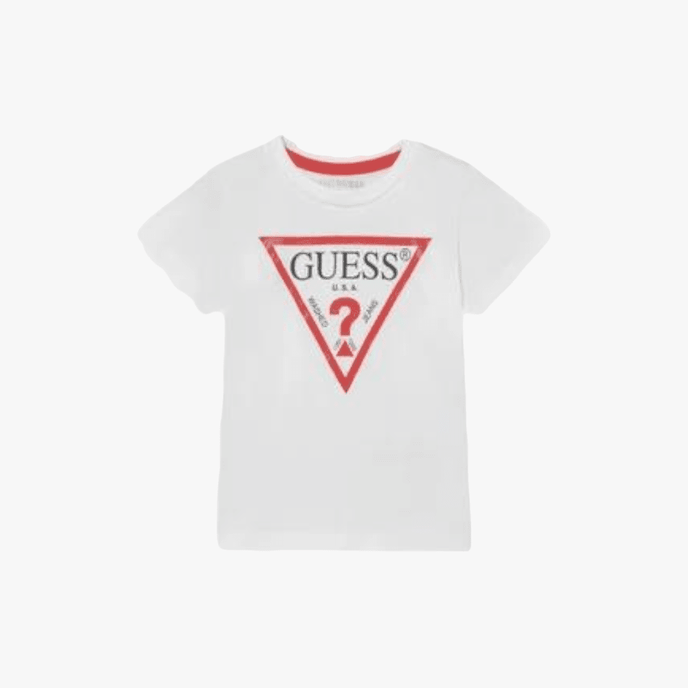 Guess Kids Core Triangle Short Sleeve Tee White Red | Guess