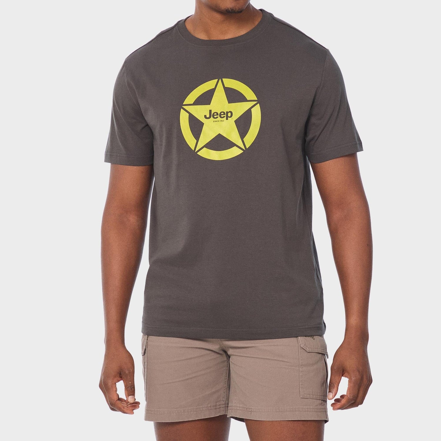 Jeep Mens Core Logo Star Short Sleeve Tee Grey | Jeep