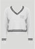 Sissy Boy Womens V Neck All In Knit Sweater Cream Black | Sissy Boy