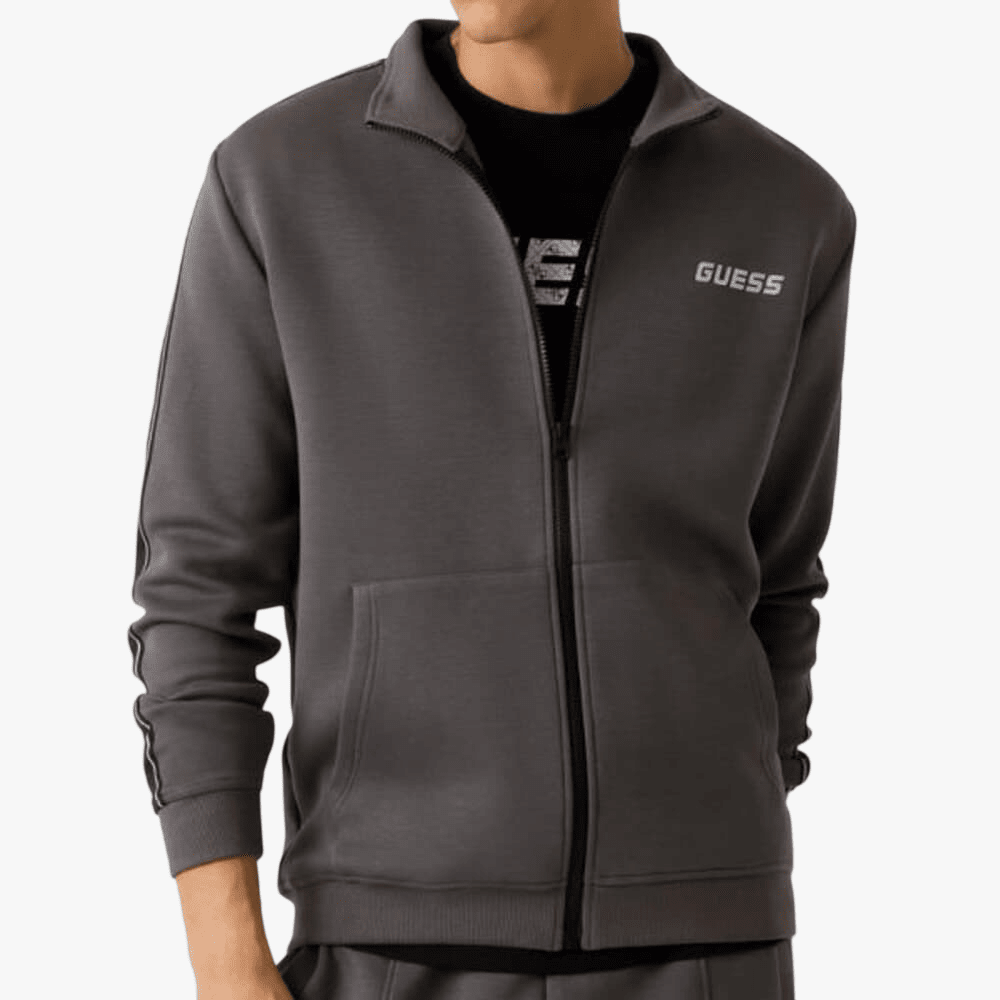 Guess Mens Mickey Full Zip Sweatshirt Grey | Guess