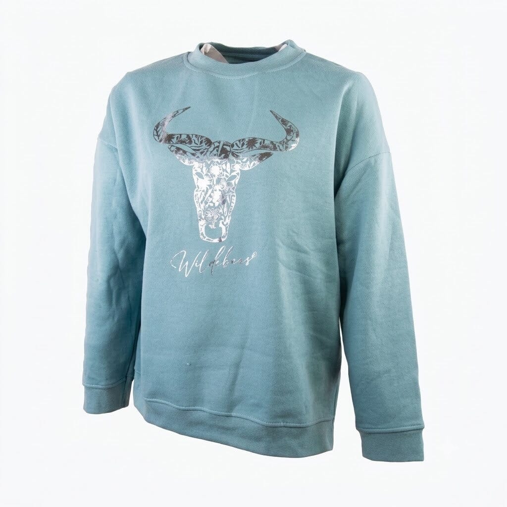Wildebees Womens Dainty Foil Sweater Aqua Mist | Wildebees