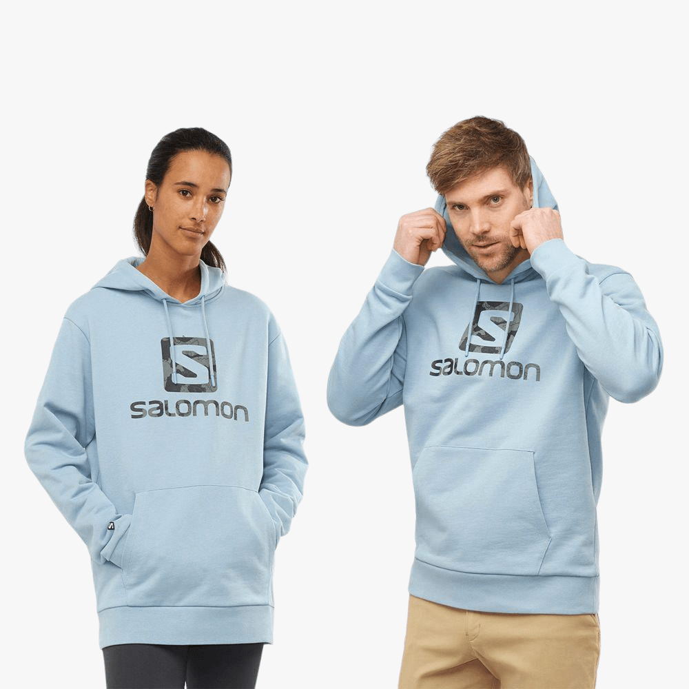 Salomon Mens Outlife Pullover Hoodie Ash Blue | Salomon