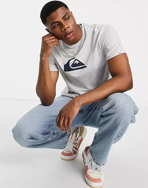 Quiksilver Mens Corp Logo Short Sleeve Tee Grey Heather