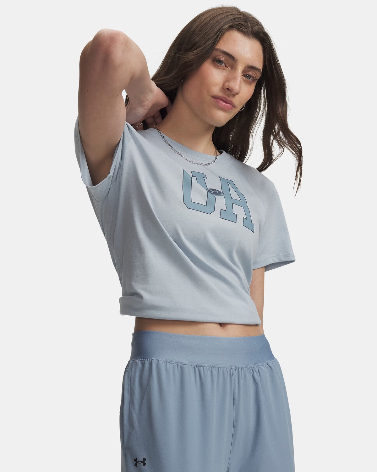 Under Armour Womens Icon Flce Graphic Tee Blue Fog | Under Armour