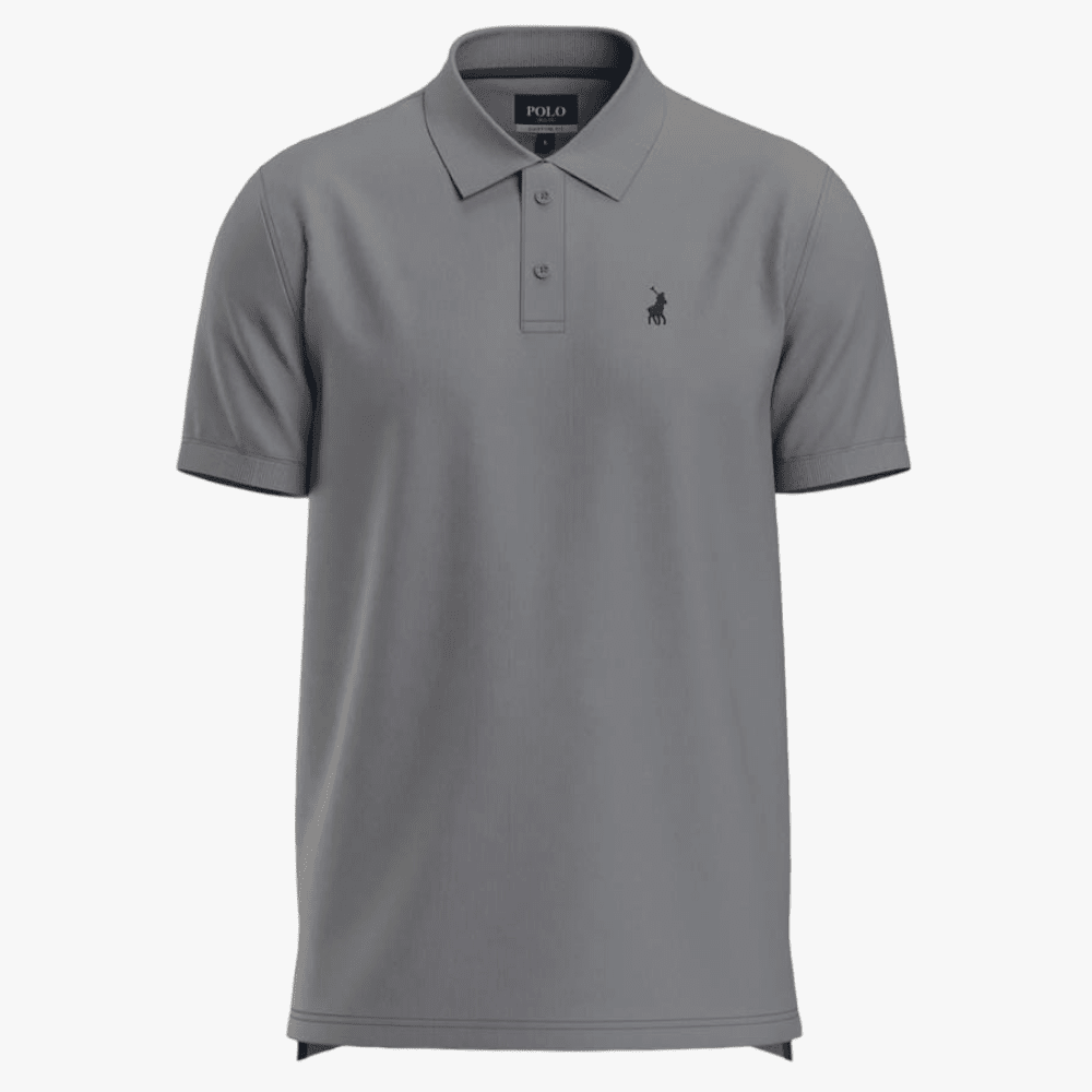 Polo Mens Stretch Pique Short Sleeve Golfer Grey | Polo