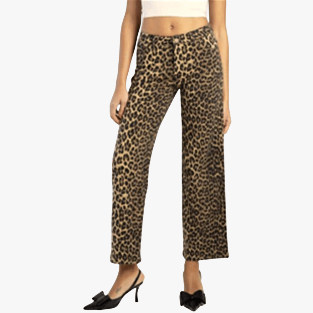 Sissy Boy Womens Mid Waist Skinny Pants Animal Print Brown | Sissy Boy