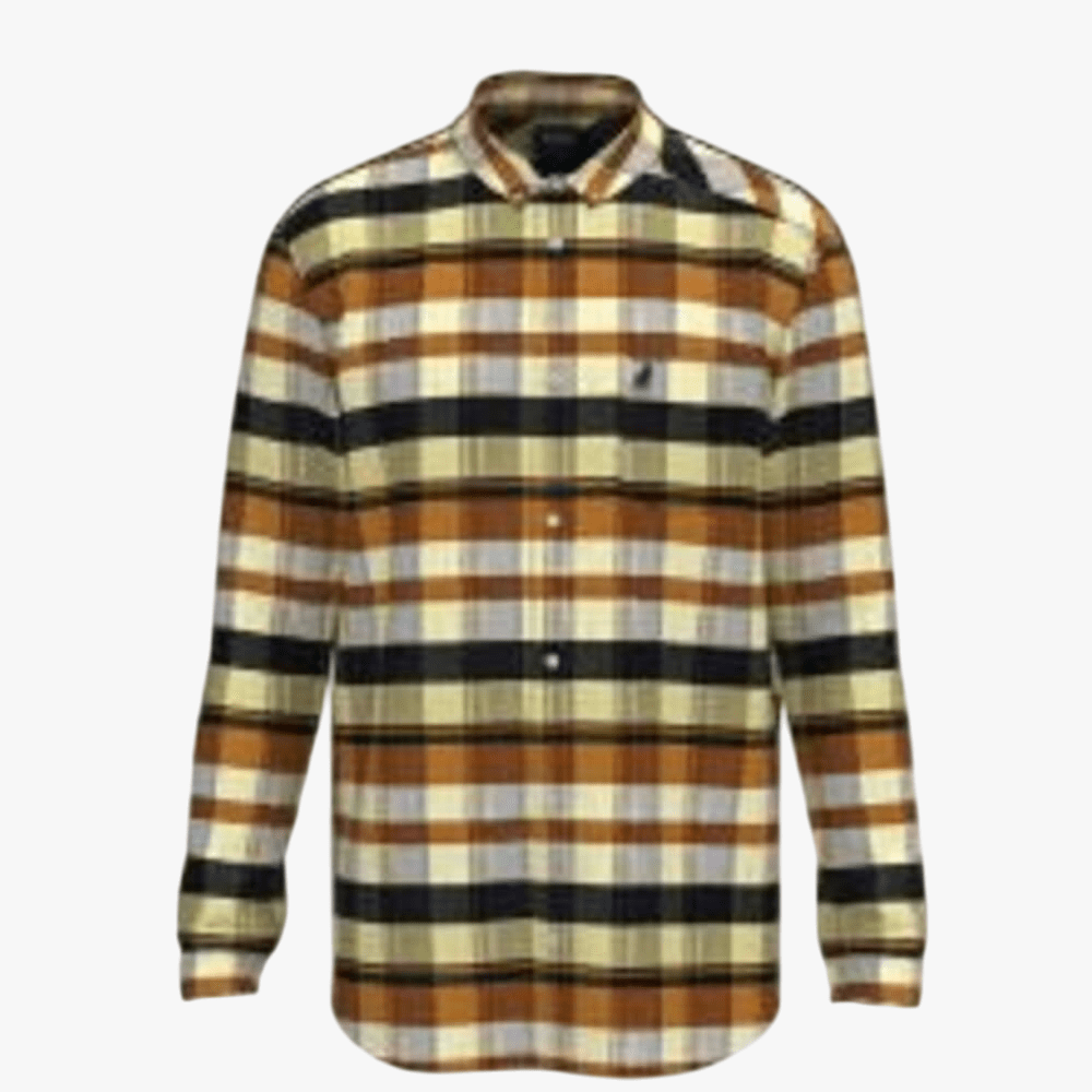 Polo Mens Easy Care Check Long Sleeve Shirt Orange | Polo