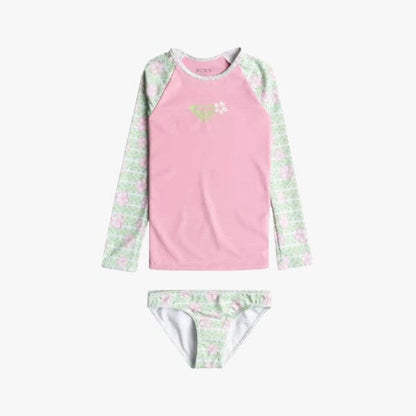 Roxy Girls Hibiline Long Sleeve Lycra Set White Pink | Roxy