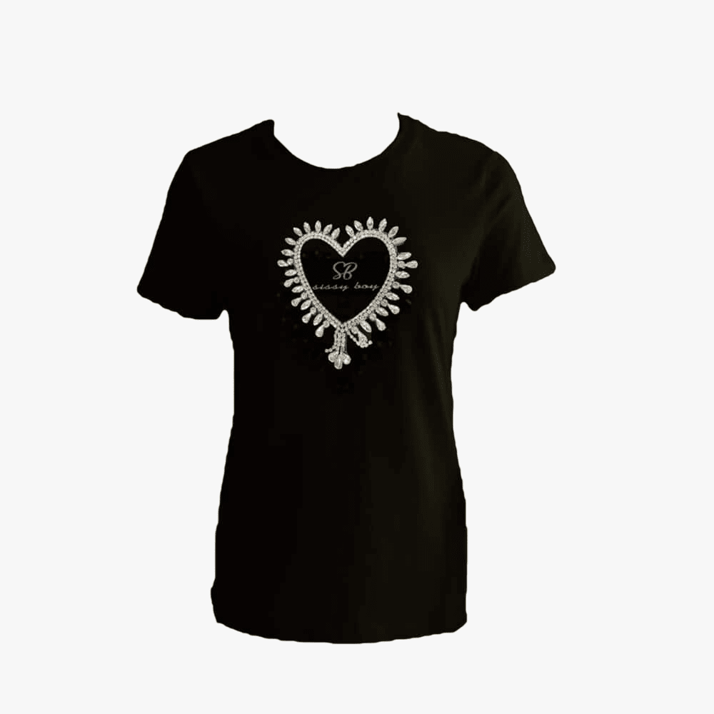 Sissy Boy Regular Tee Bling Heart Embroid Logo Black | Sissy Boy