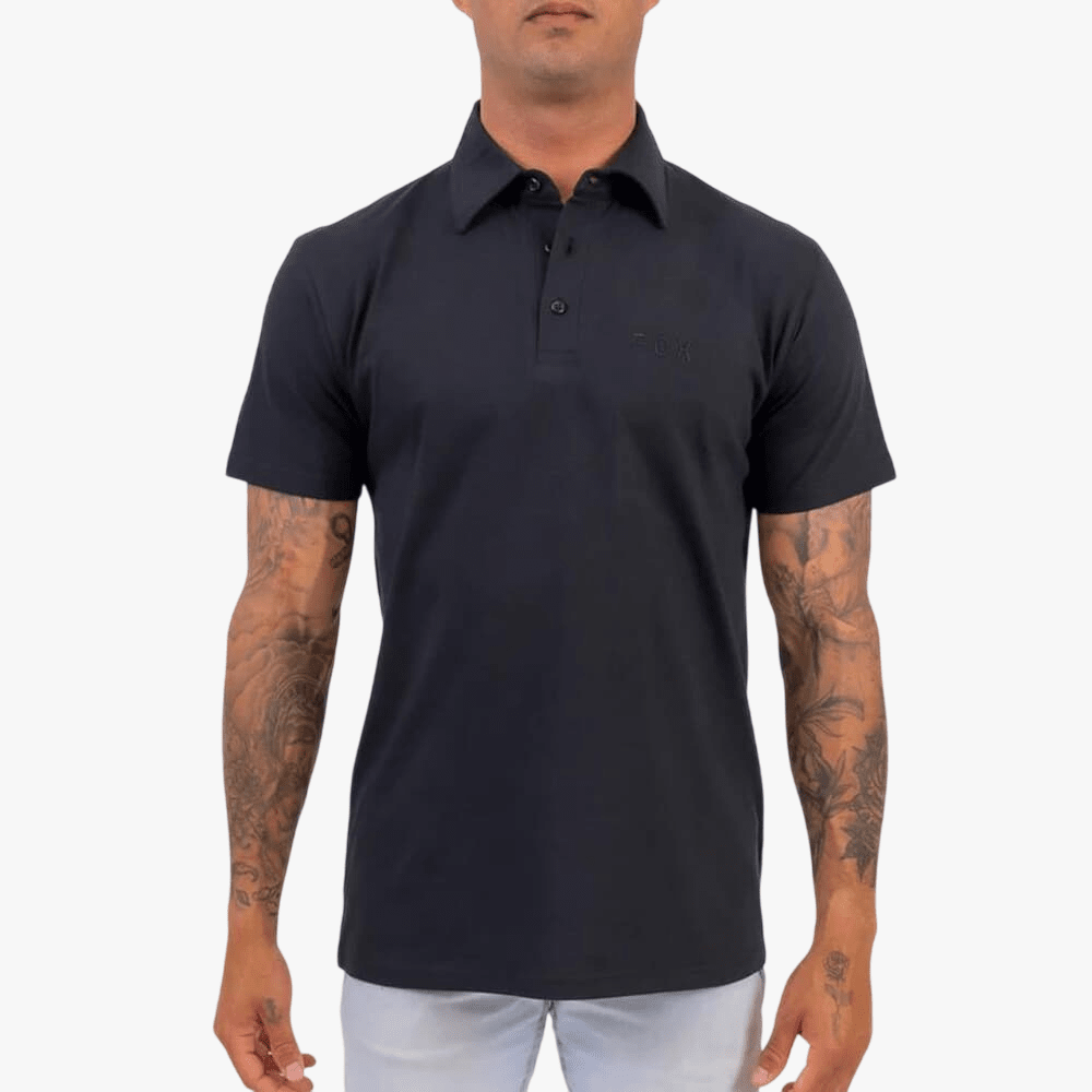Fox Mens Wordmark Short Sleeve Golfer Black