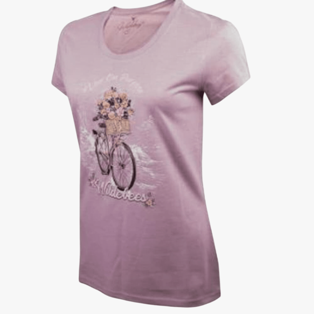 Wildebees Womens Country Side Blooms Short Sleeve Tee Lilac Ash Mel | Wildebees