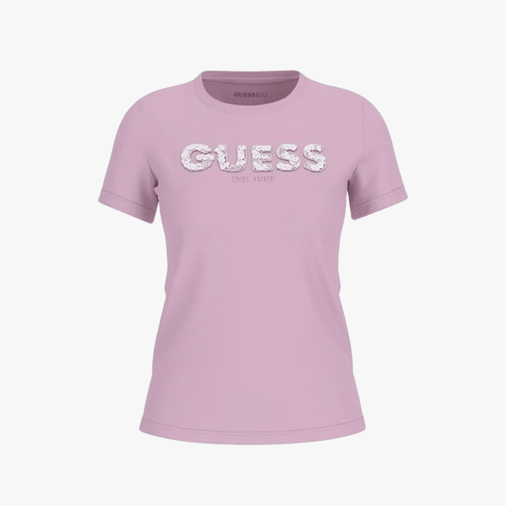 Guess Womens Logo Sequin Tee Lilac | Guess
