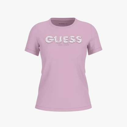 Guess Womens Logo Sequin Tee Lilac | Guess