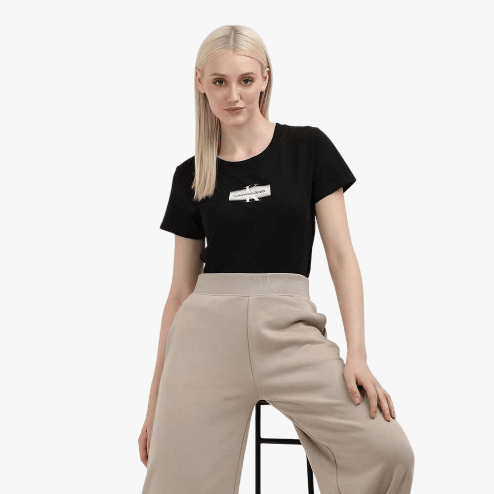 Calvin Klein Womens Faded Monologo Slim Fit Tee Black | Calvin Klein