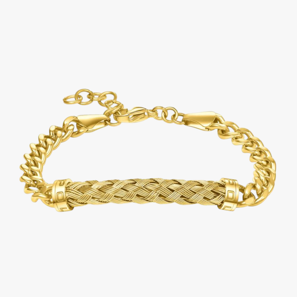 Police Jewellery Crossed Textured Stainless Steel Chain Bracelet Gold | Police