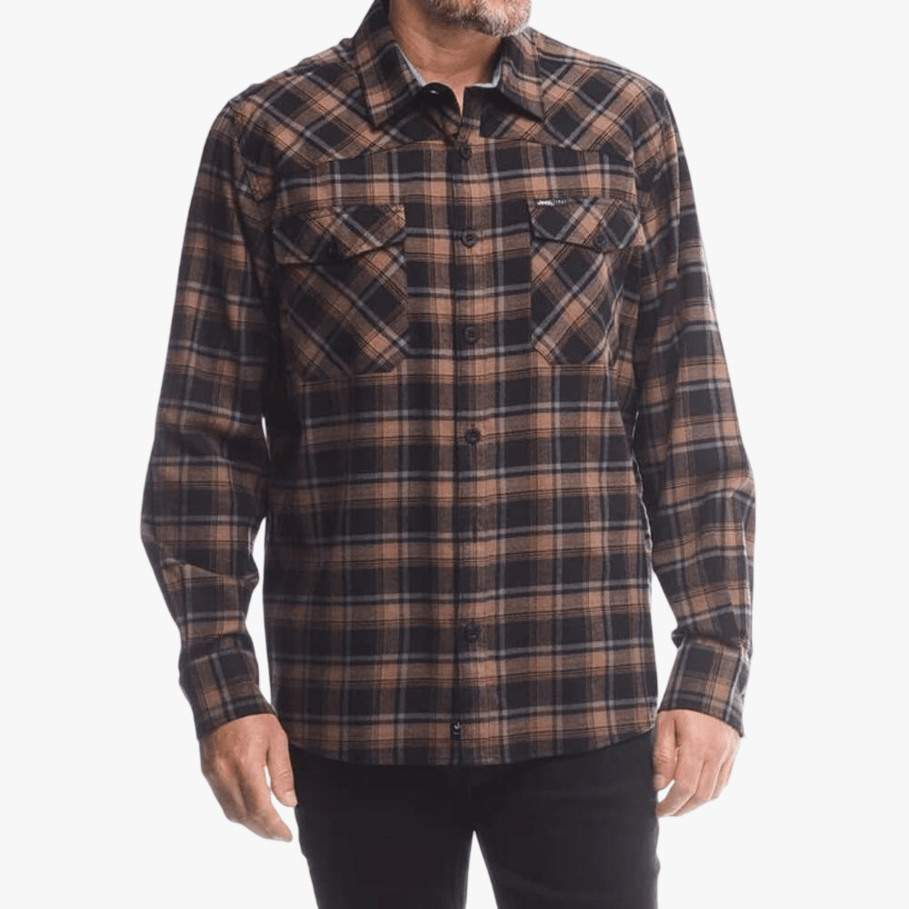 Jeep Mens Light Weight Flannel Shirt Brown | Jeep