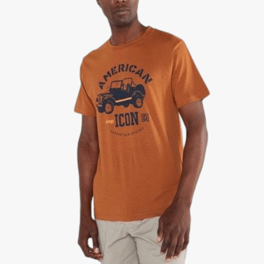 Jeep Mens Basic Print Short Sleeve Tee Catechu Wood | Jeep