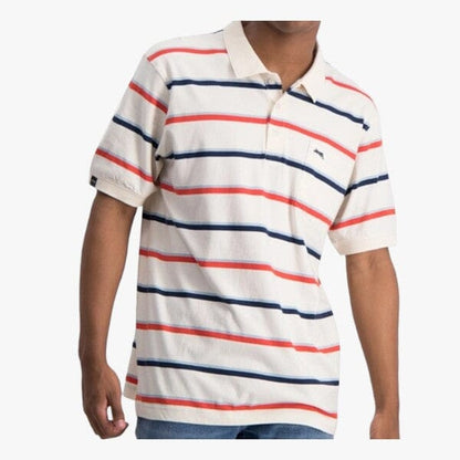 Jeep Mens Yd Multi Strip Short Sleeve Golfer Off White Oxyfire | Jeep