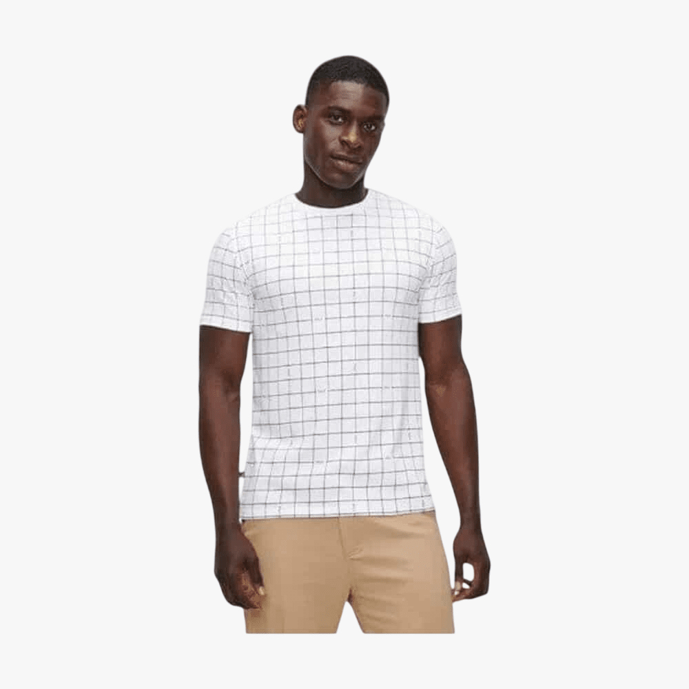 Polo Mens Printed Grid Short Sleeve Tee White | Polo