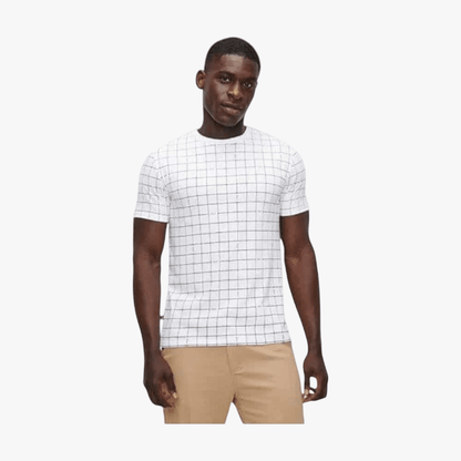 Polo Mens Printed Grid Short Sleeve Tee White | Polo