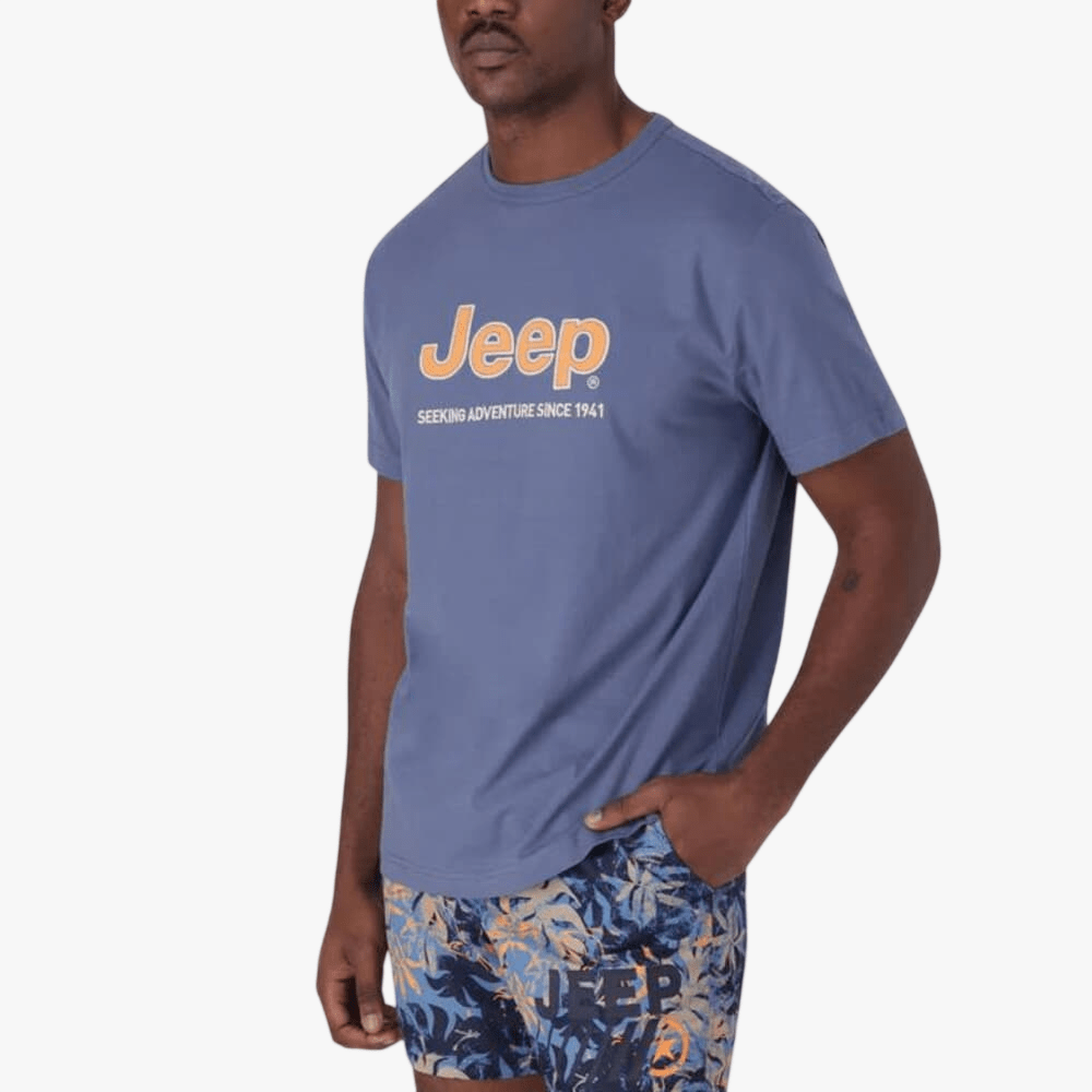 Jeep Mens Logo Applique Short Sleeve Tee Blue | Jeep