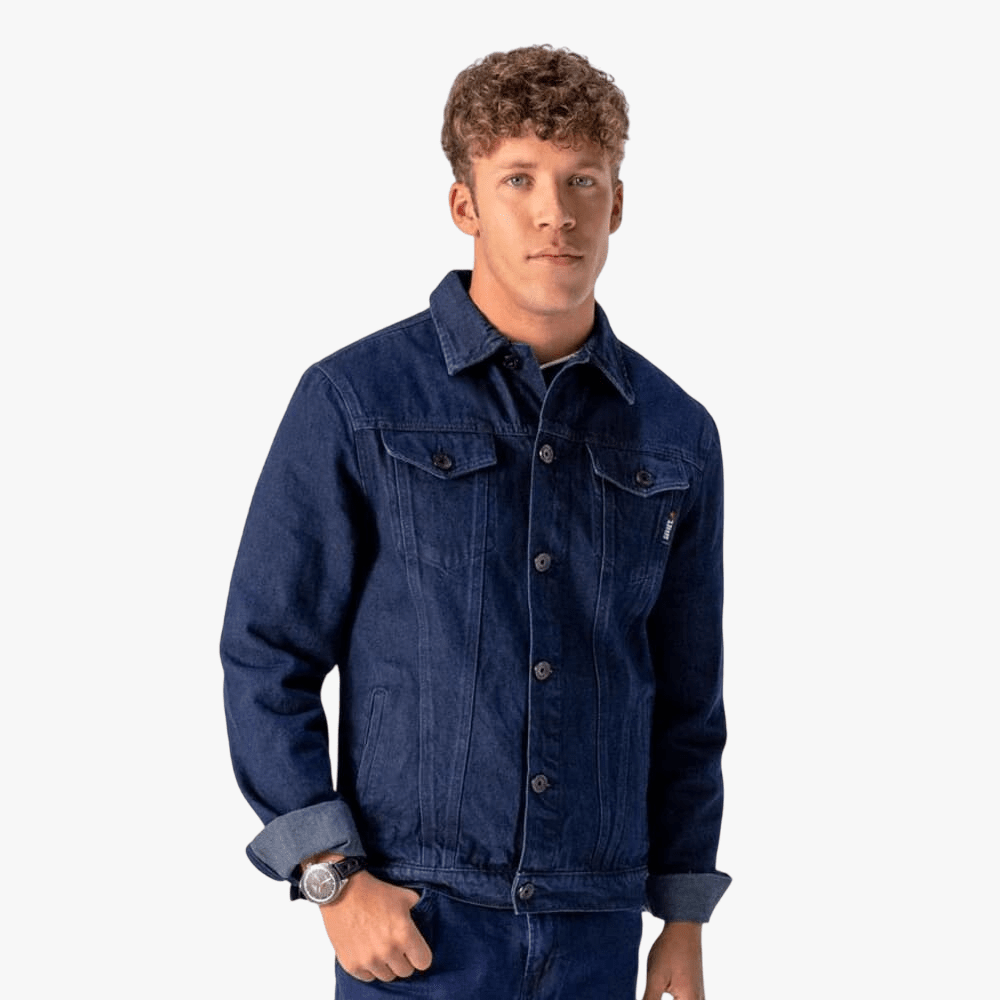 Soviet Mens Button Up Denim Jacket Dark Blue | Soviet