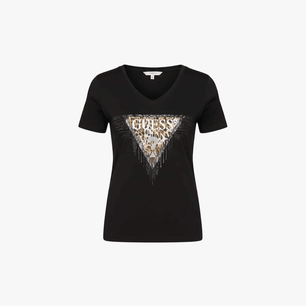 Guess Womens Triangle Tiger Tee Black | Guess