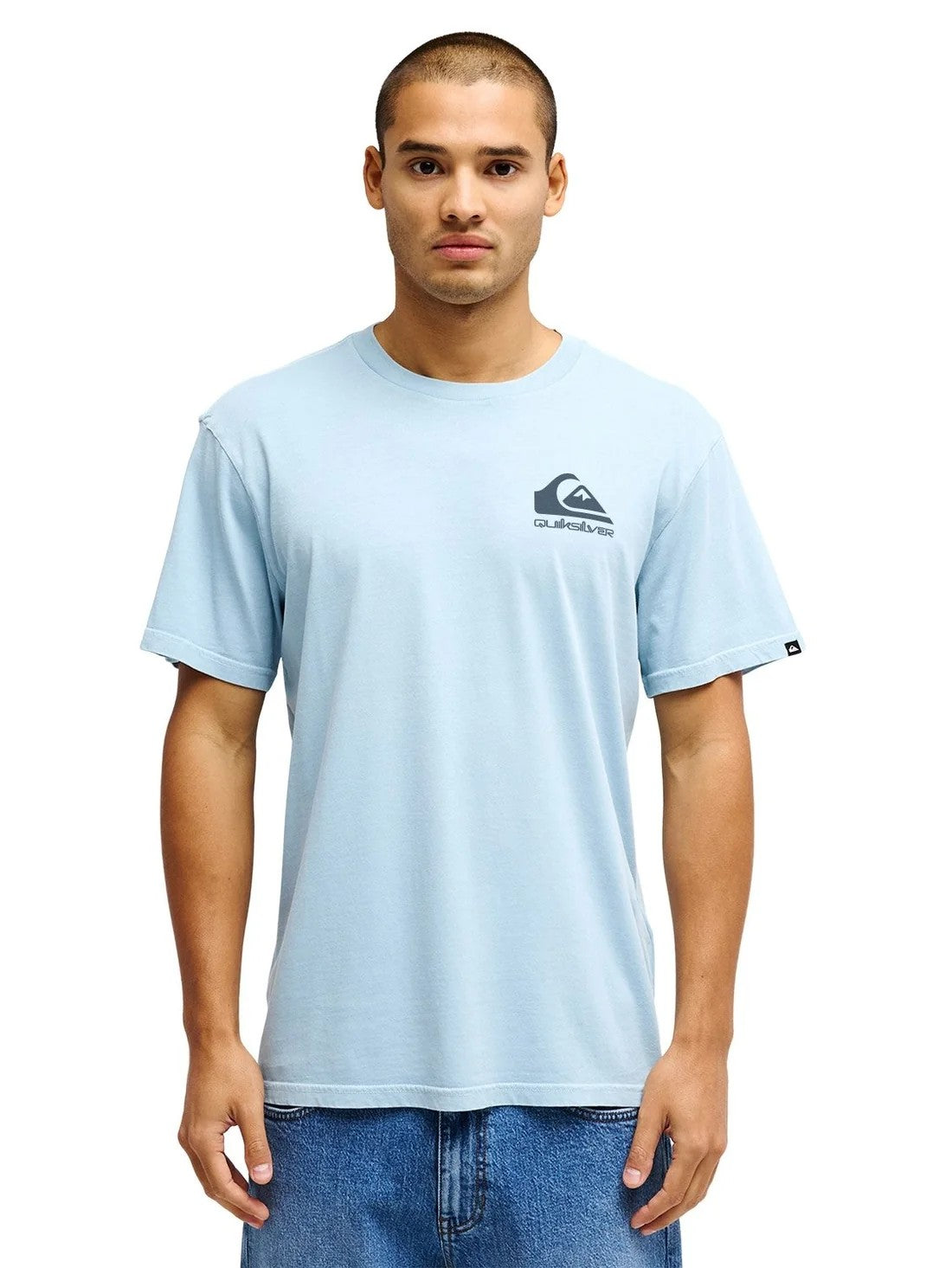 Quiksilver Mens Corp Logo Mini Tee Blue Fog