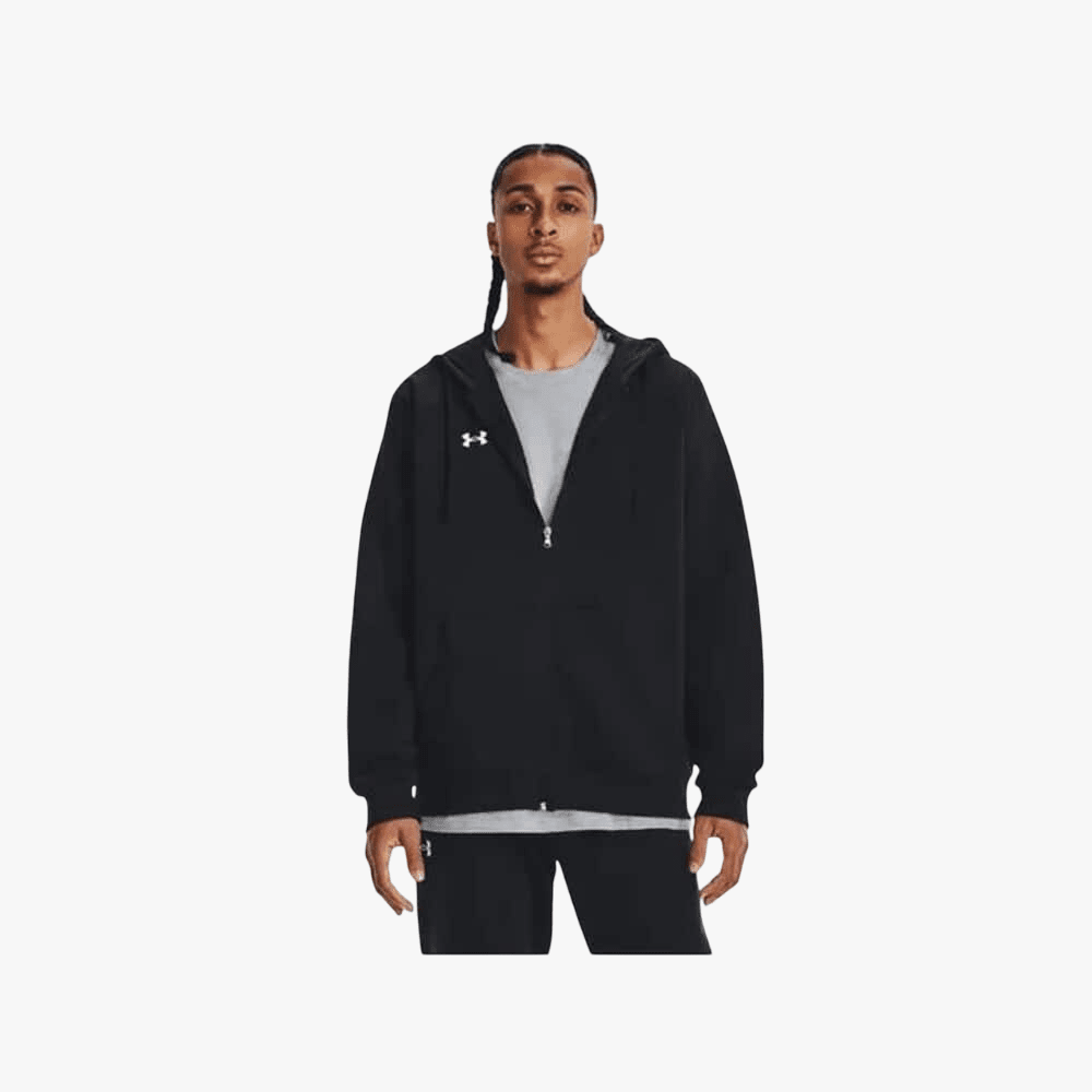 Under Armour Mens Rival Fleece Full Zip Hoodie 001 Black | Under Armour