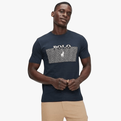 Polo Mens Logo Block Printed Short Sleeve Tee Navy | Polo