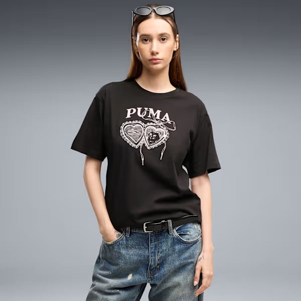 Puma Womens Graphics Relaxed Charm Tee Black