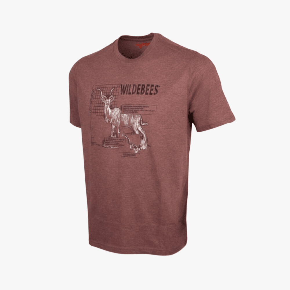 Wildebees Mens Greater Kudu Grid Tee Coffee Mel | Wildebees