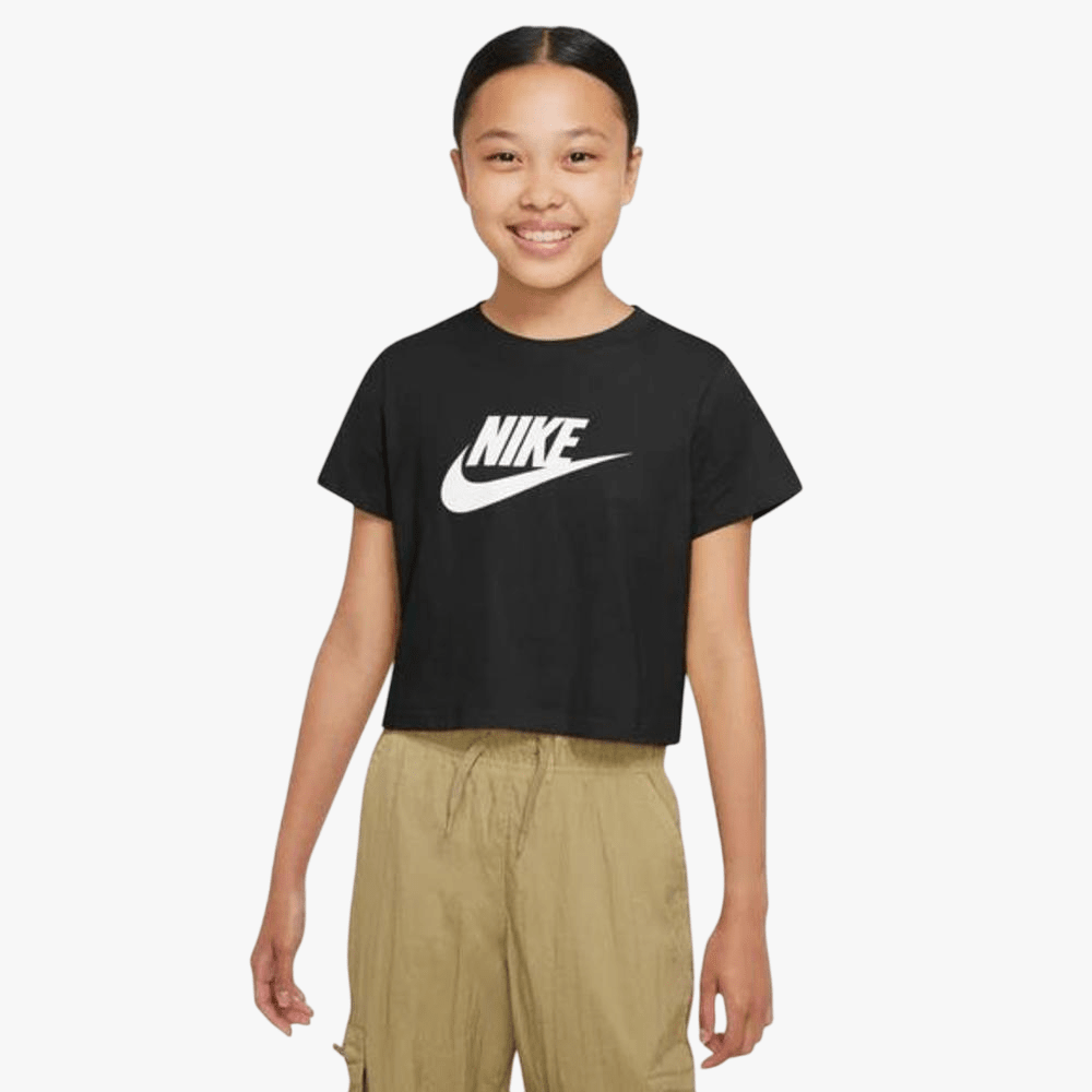 Nike Girls Short Sleeve Crop Tee Black | Nike