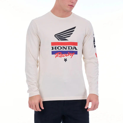 Fox Mens Honda Bar Long Sleeve Tee White Dune | Fox