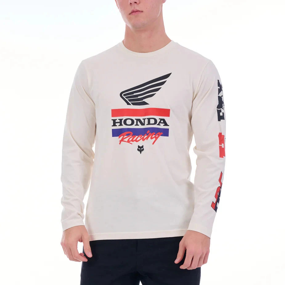 Fox Mens Honda Bar Long Sleeve Tee White Dune | Fox