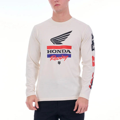 Fox Mens Honda Bar Long Sleeve Tee White Dune | Fox