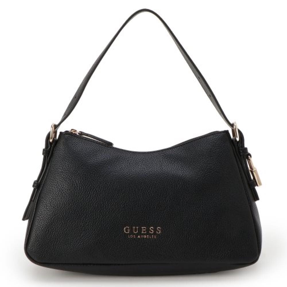 Guess Alisha Shoulder Handbag Black Bronze Zip Detail | Guess