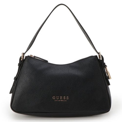 Guess Alisha Shoulder Handbag Black Bronze Zip Detail | Guess