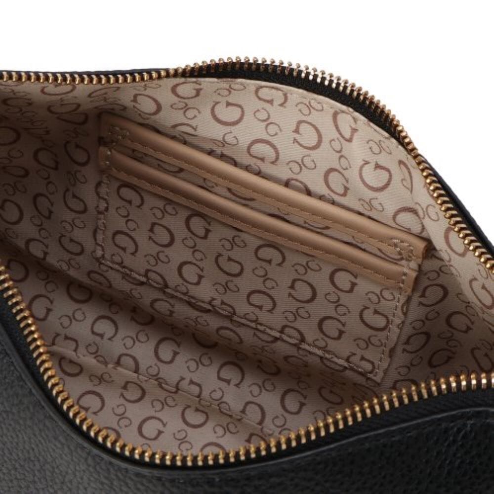 Guess Alisha Shoulder Handbag Black Bronze Zip Detail | Guess