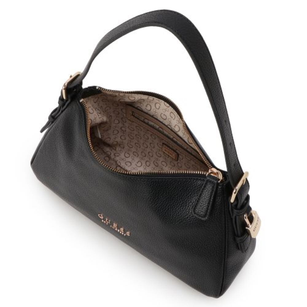 Guess Alisha Shoulder Handbag Black Bronze Zip Detail | Guess