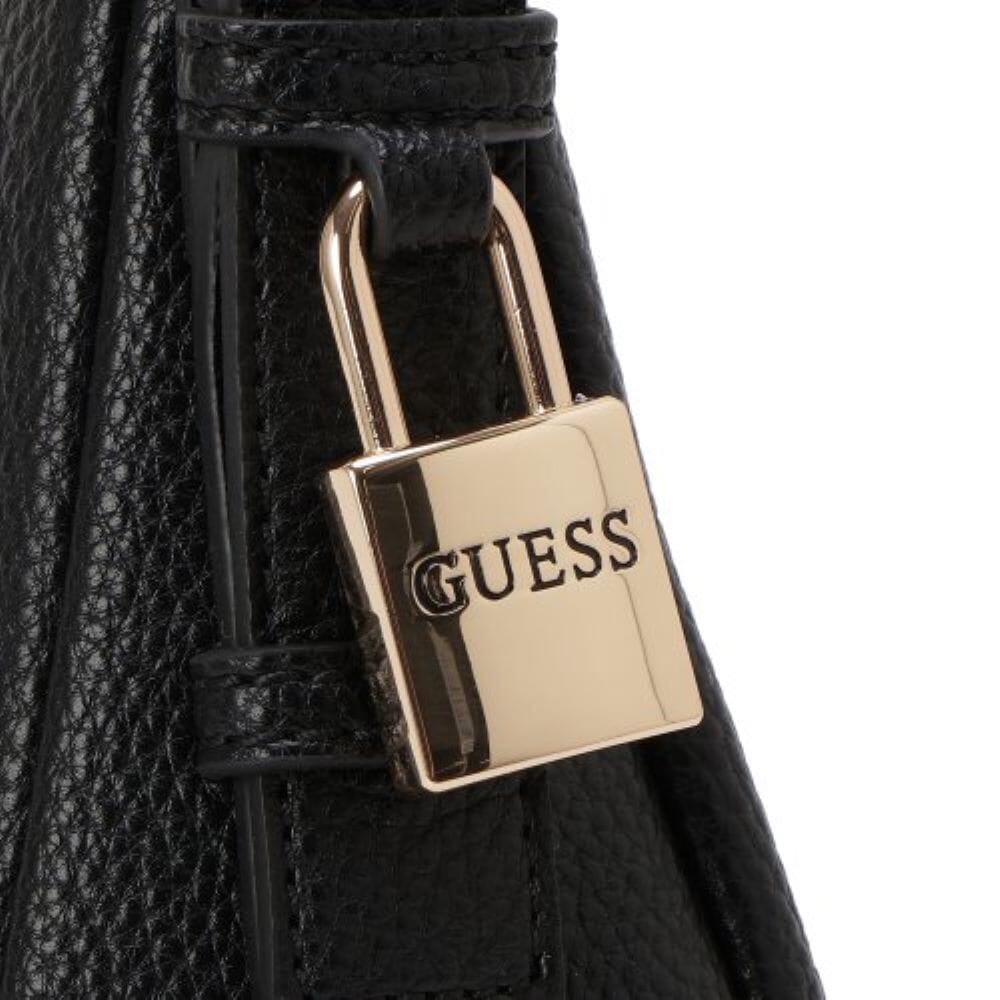 Guess Alisha Shoulder Handbag Black Bronze Zip Detail | Guess